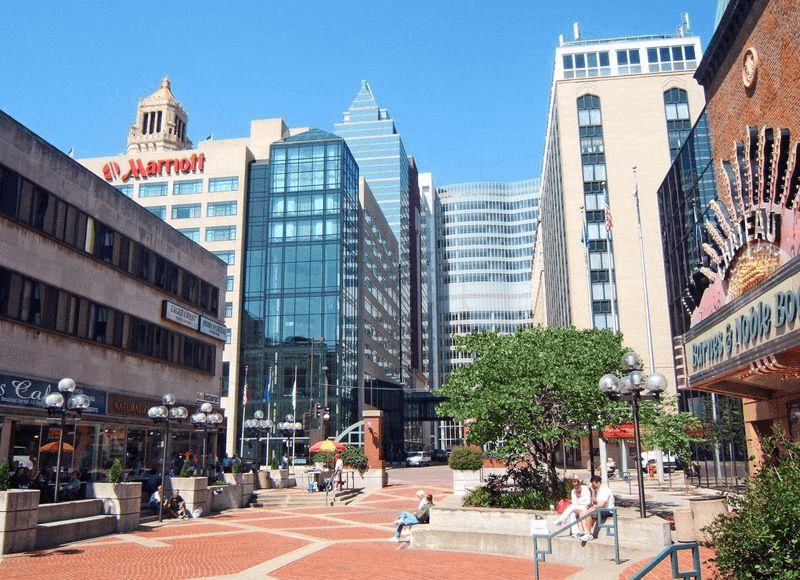 Peace Plaza in downtown Rochester